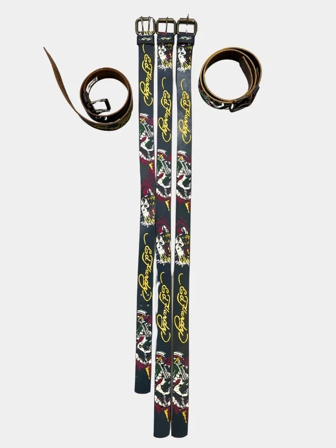 Vintage Ed Hardy Graphic Leather Belt – Y2K Tattoo Style — image 9 of 9