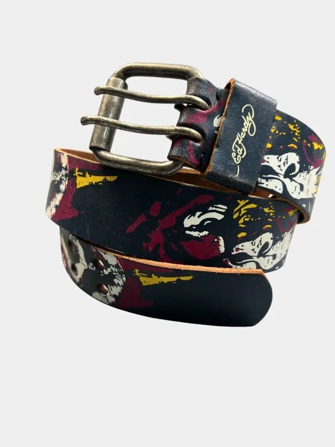 Vintage Ed Hardy Graphic Leather Belt – Y2K Tattoo Style alternate